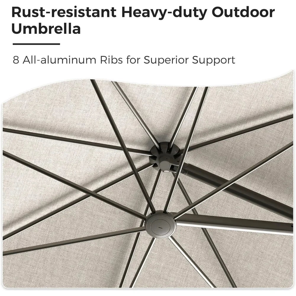 Large Patio Cantilever Aluminum Outdoor Umbrella With Base Stand