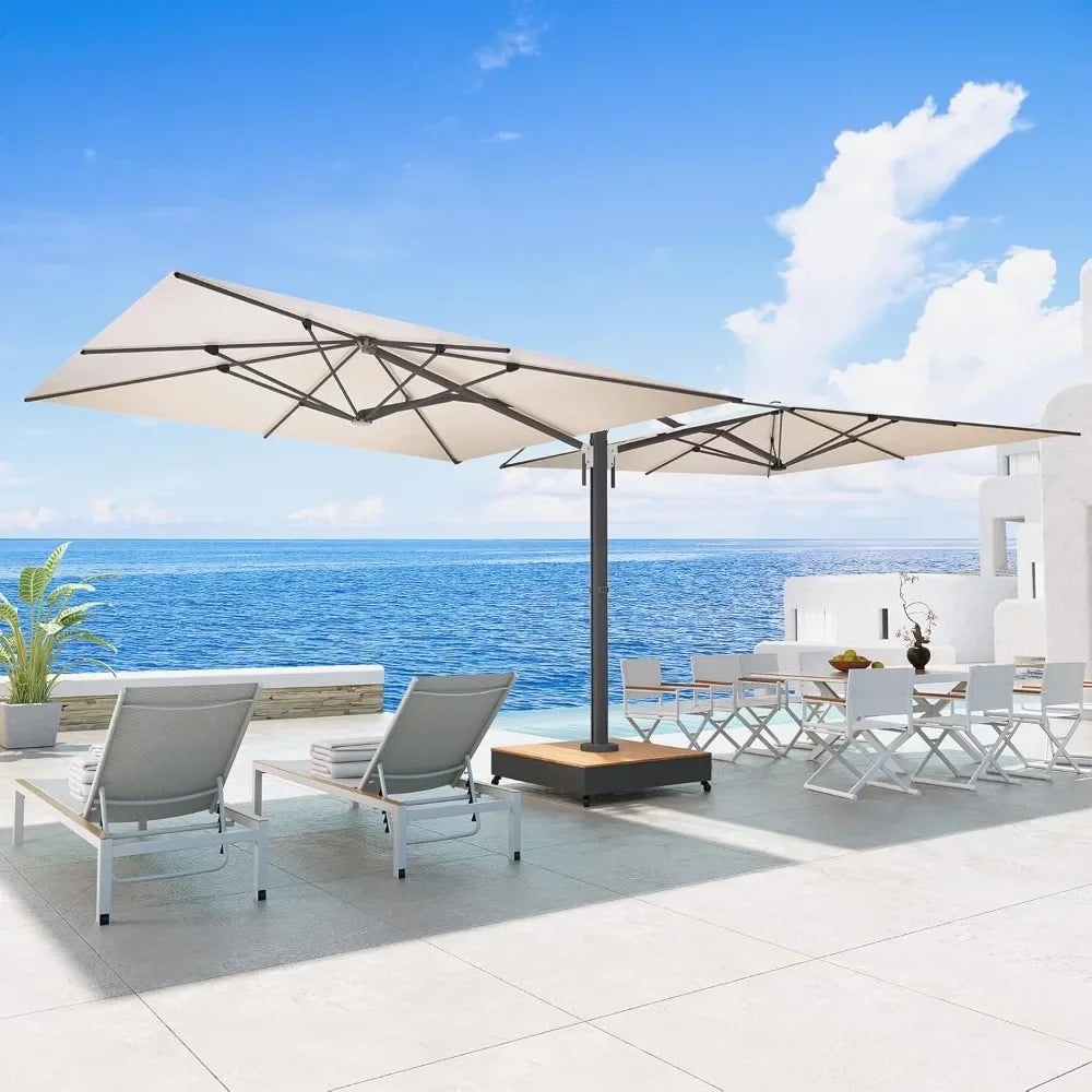 Large Patio Cantilever Aluminum Outdoor Umbrella With Base Stand