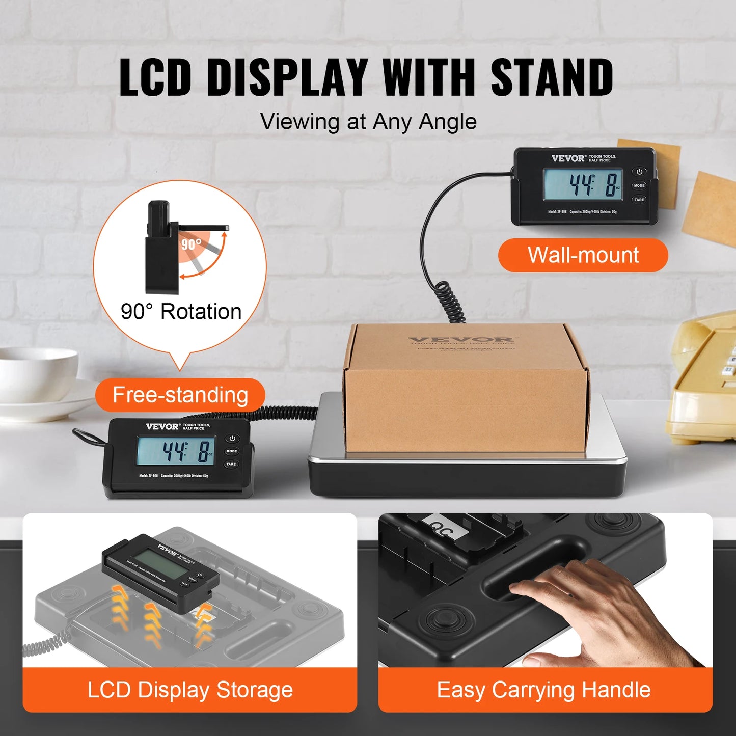 SucceBuy 440Lb Digital Shipping Scale With Timer Tare Function