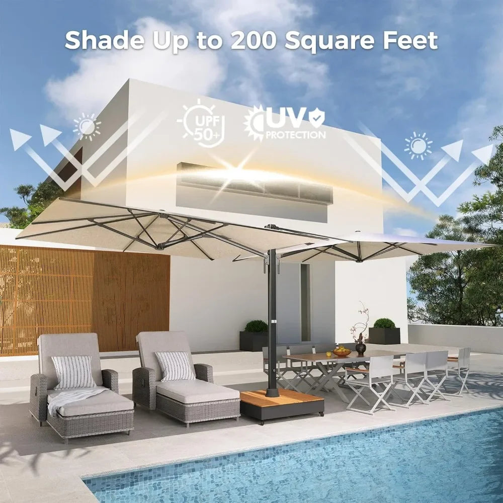 Large Patio Cantilever Aluminum Outdoor Umbrella With Base Stand