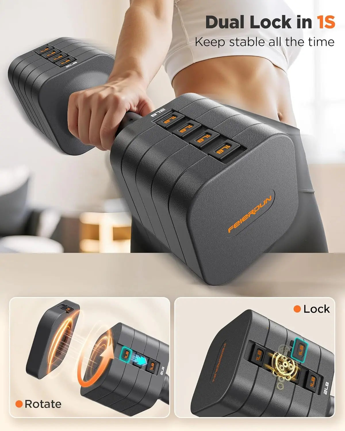 FED Fitness 5 In 1 Adjustable Dumbbells Set For Home Gym