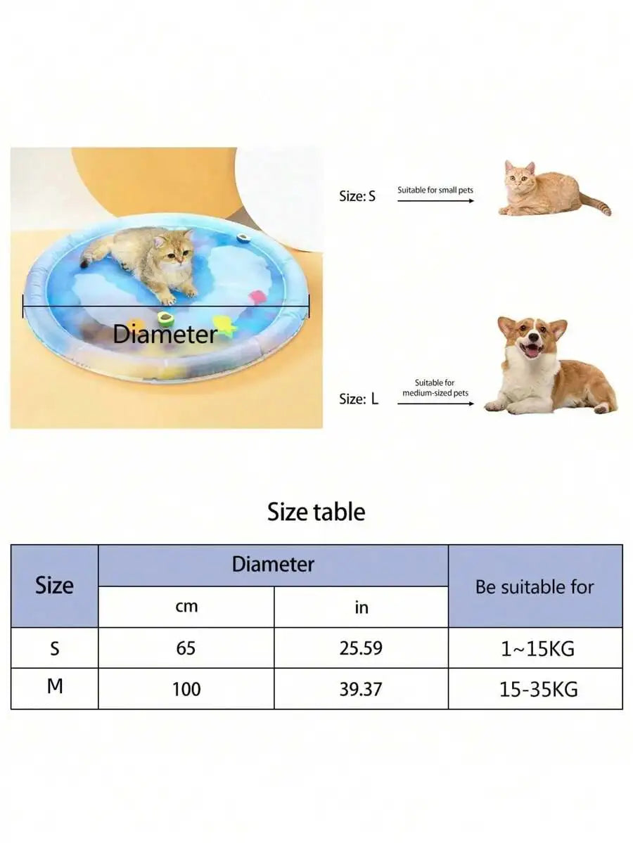 Inflatable Pet Cooling Water Play Mat for Cats and Dogs