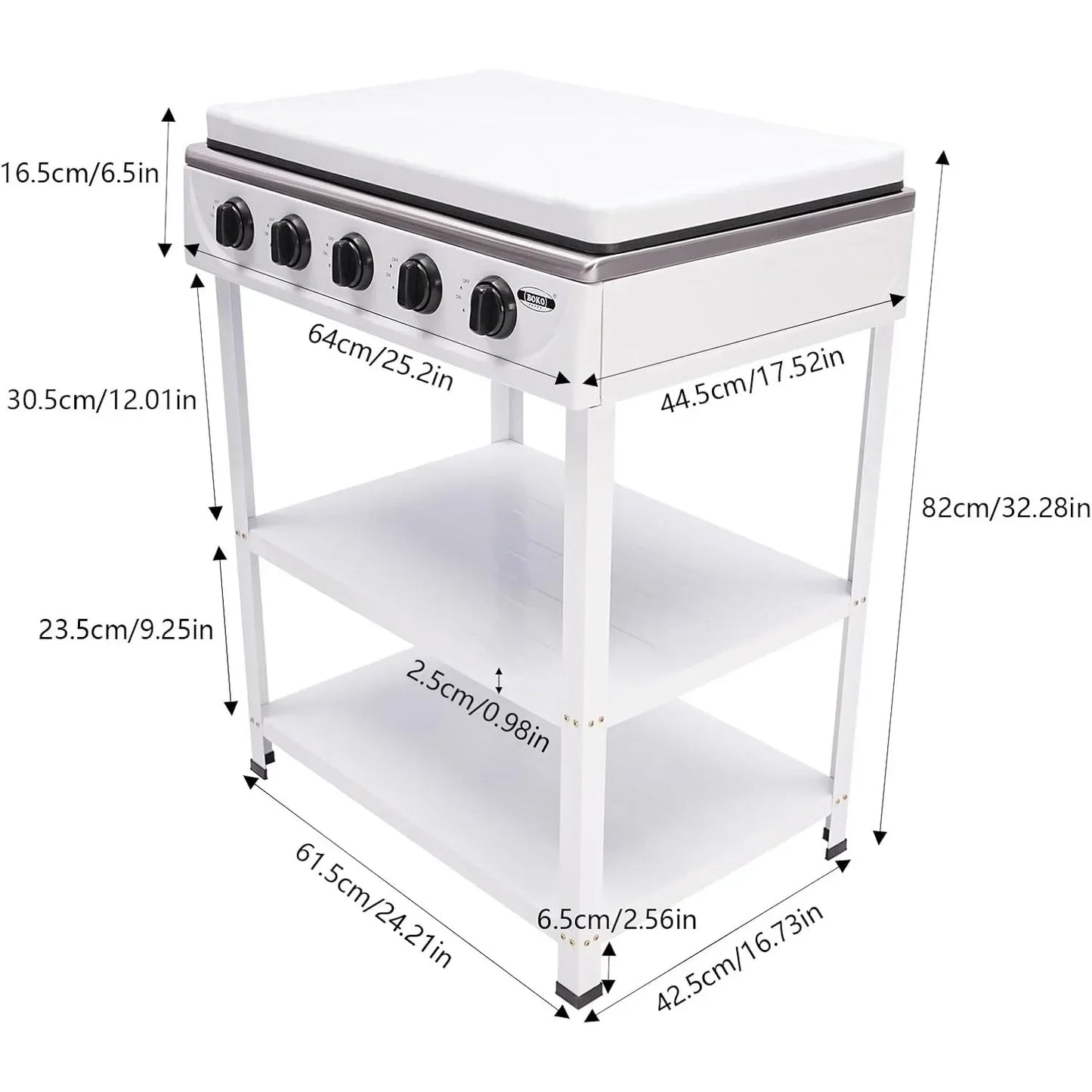 Portable Five Burner Gas Stove With Stand Manual Ignition Wind Shield