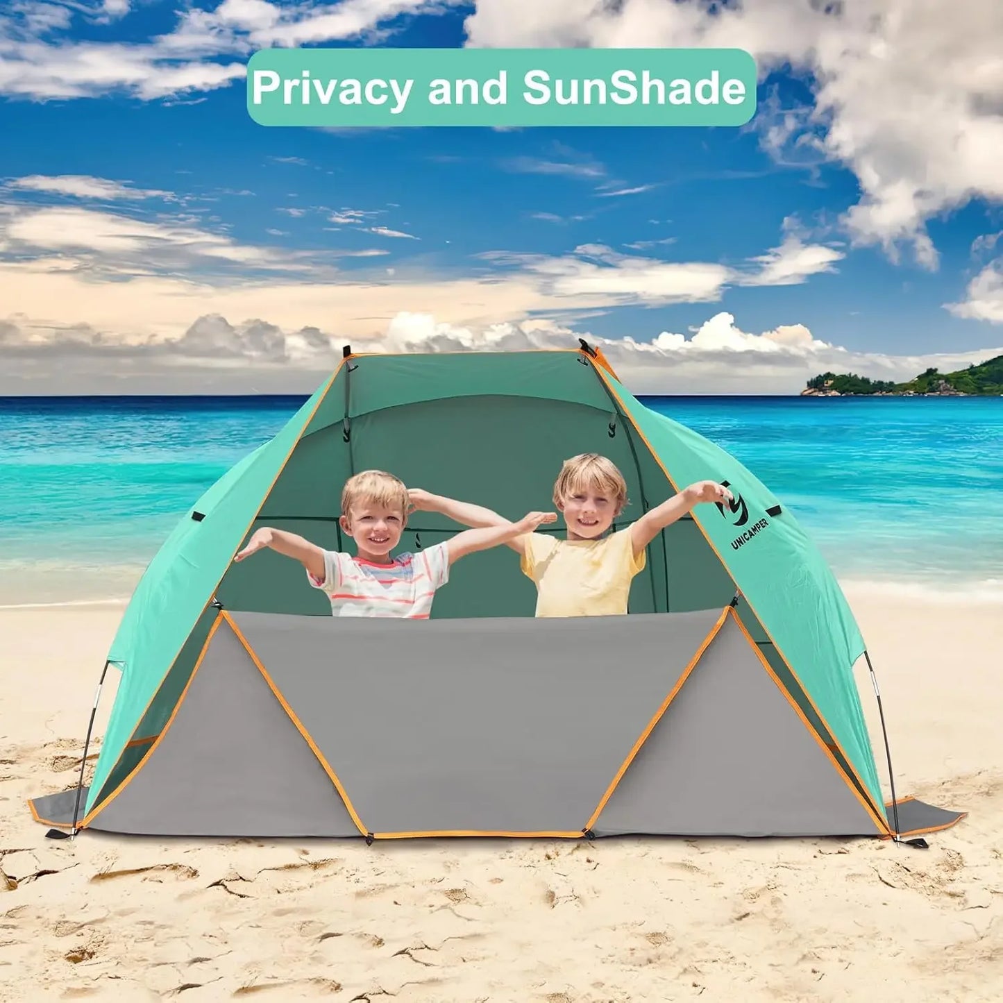 Unp Beach Tent 3 Person Sun Shelter UPF 50 Extended PE Floor