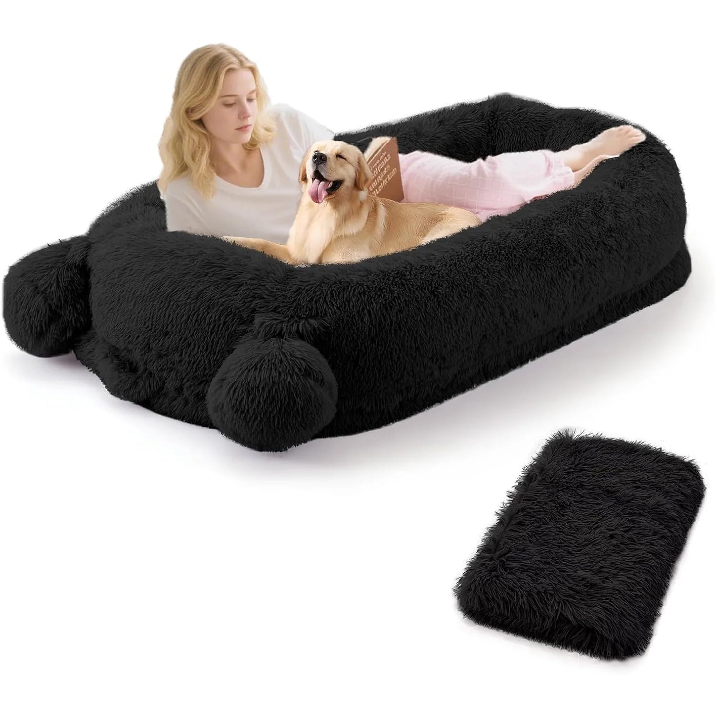HiMISSCN Memory Foam Dog Bed With Removable Cover And Pockets