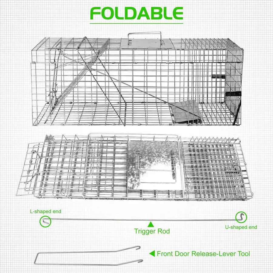 Heavy Duty Folding Live Animal Cage Trap For Raccoons