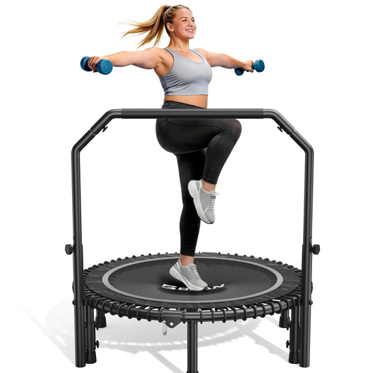 BCAN Mini Rebounder Trampoline With Adjustable Handle For Full Body