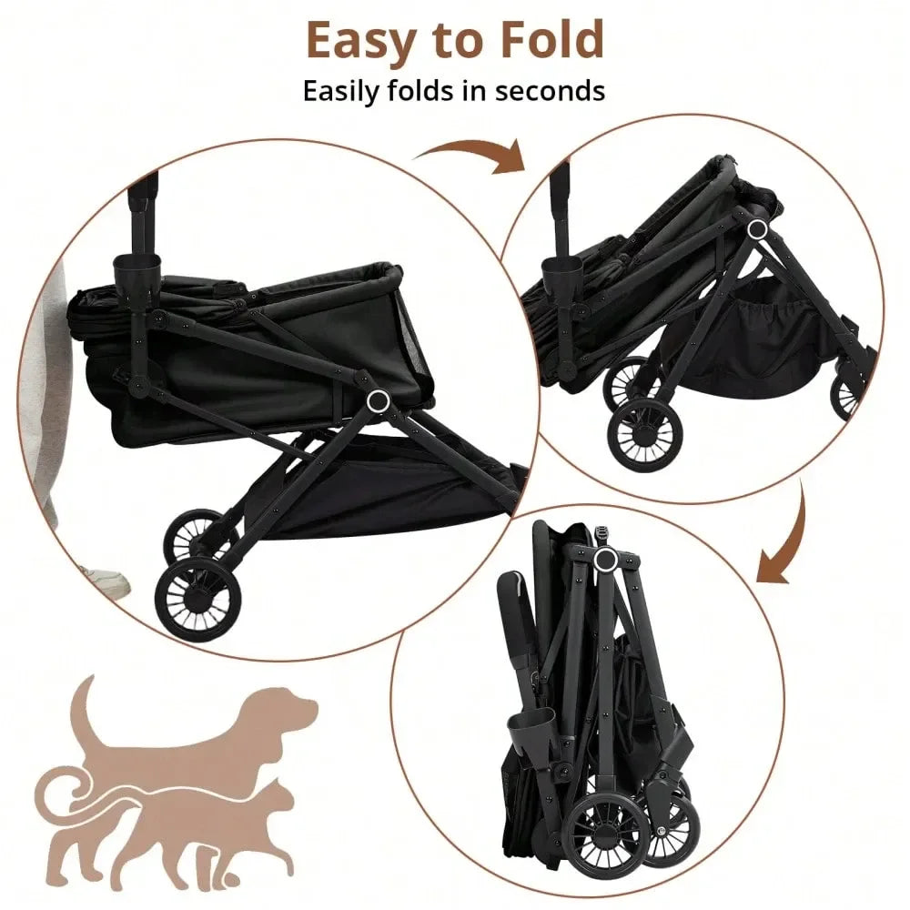 XMSJ Pet Stroller Foldable Travel Carrier For Cats And Dogs