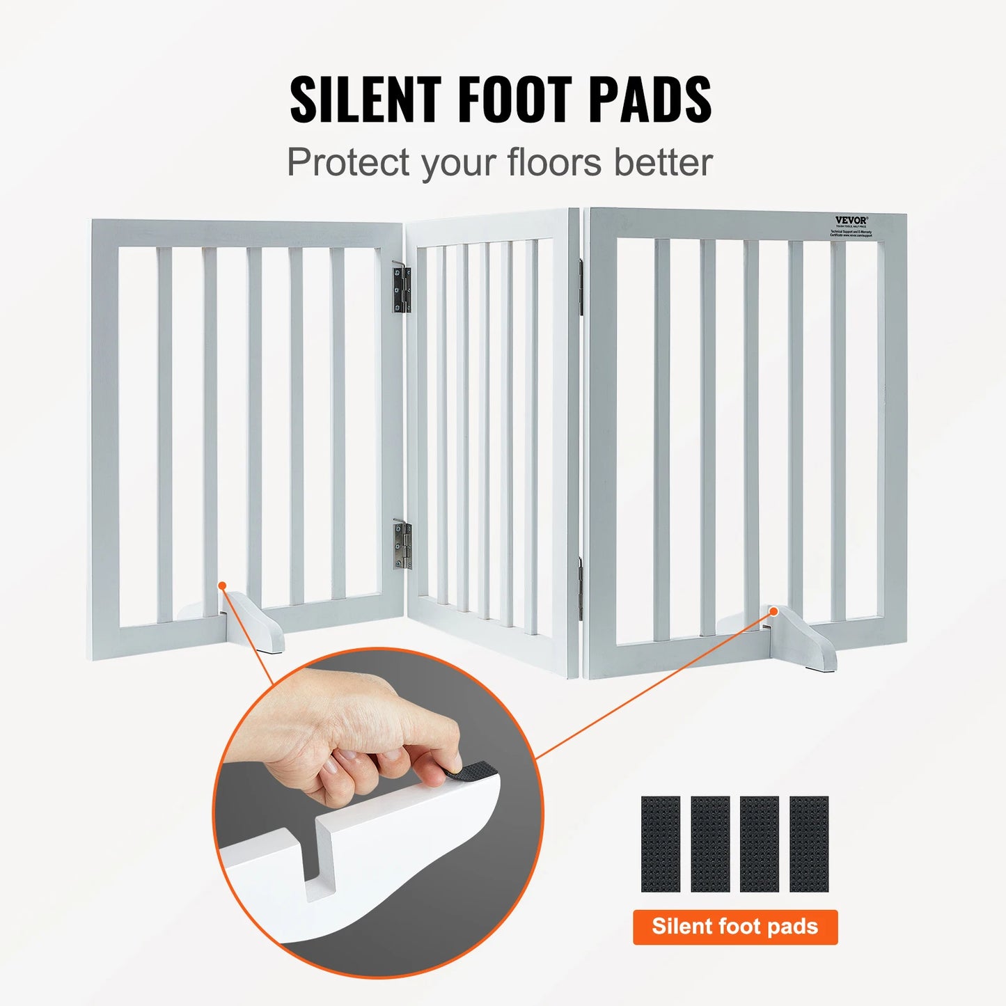SucceBuy Free Standing Dog Gate Three-Panel Foldable Barrier
