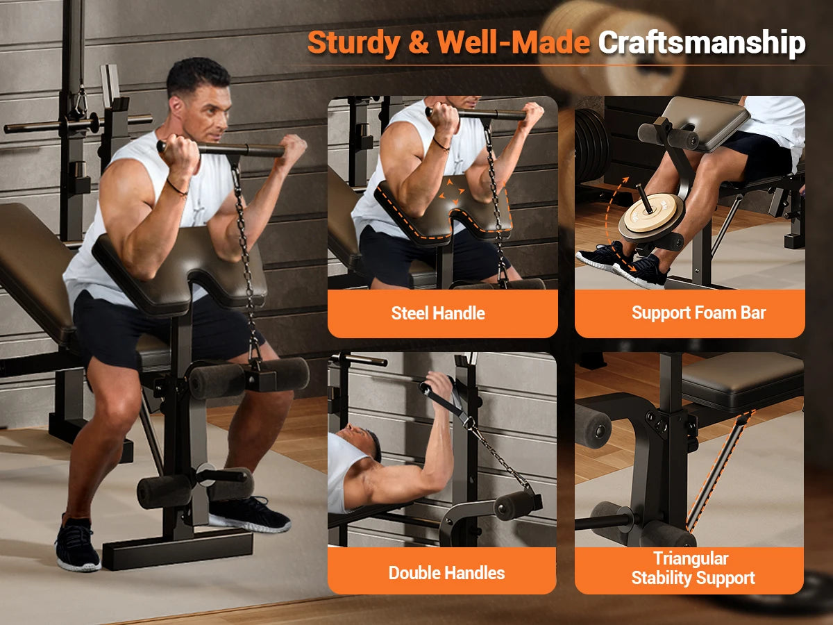 HiMISS 4-in-1 Weight Bench With Leg Developer Foldable