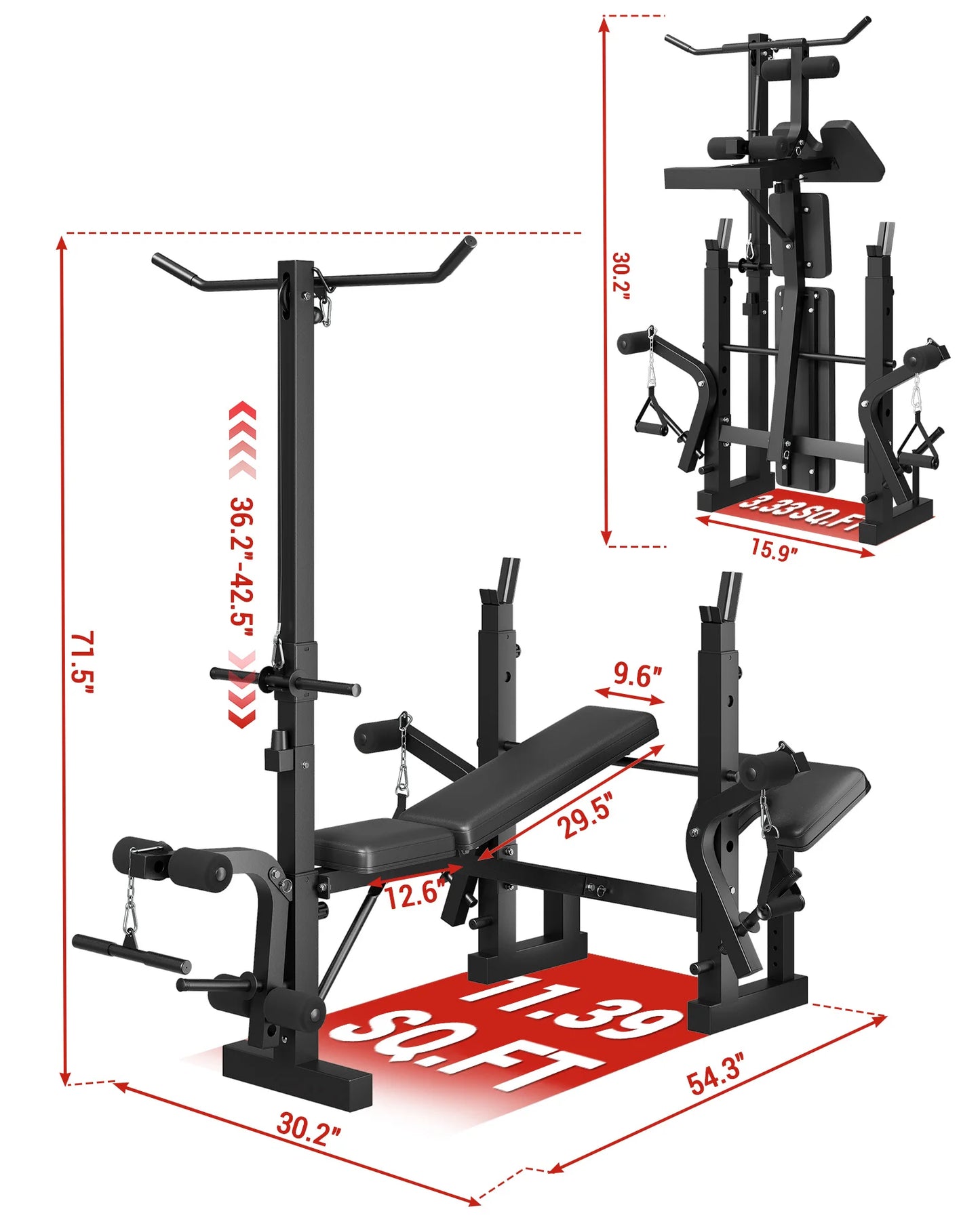 HiMISS 4-in-1 Weight Bench With Leg Developer Foldable