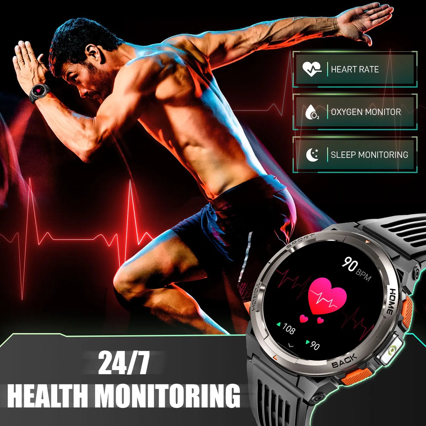 EIGIIS KE5 Smartwatch 3ATM Waterproof Compass Altimeter Barometer