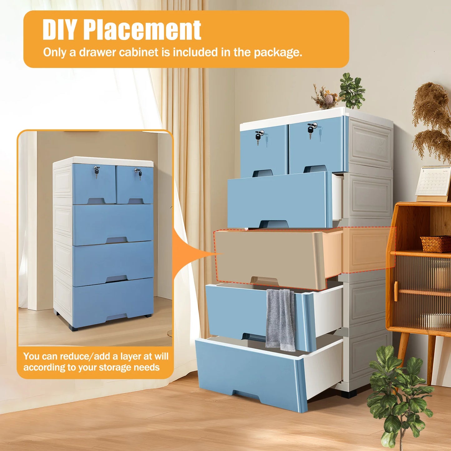 NONECN 6-Drawer Plastic Dresser Storage Tower