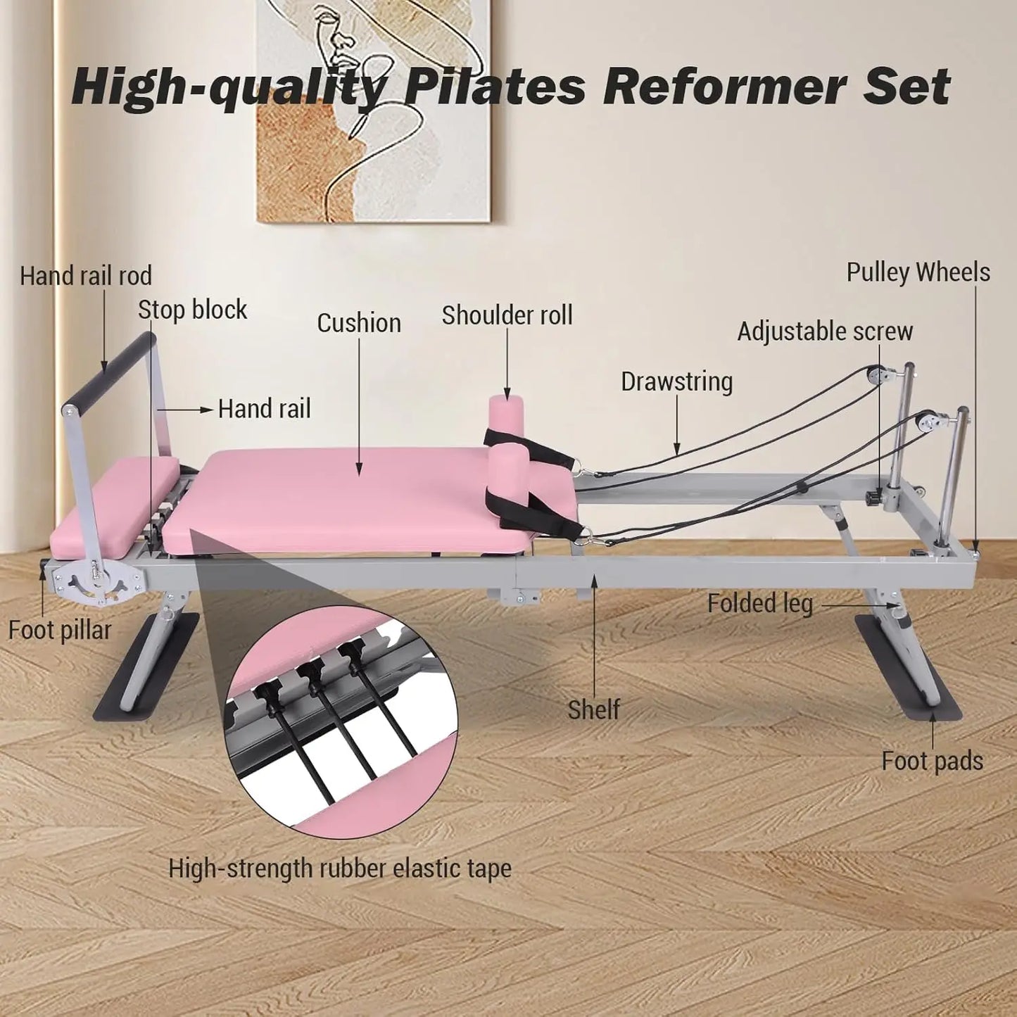 Pilates Reformer Machine Foldable And Adjustable For Home Gym Workouts