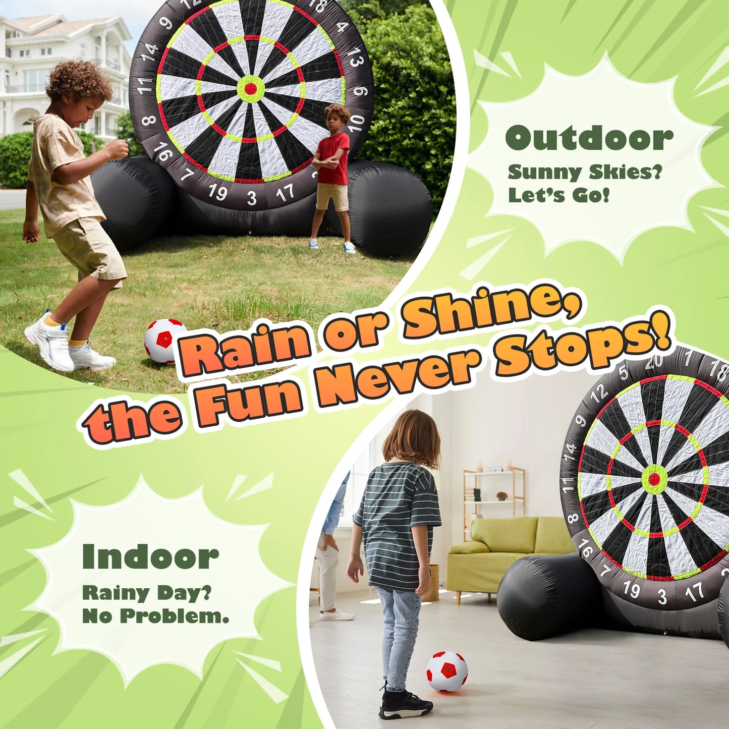 VANCEN Inflatable Giant Outdoor Soccer Darts Board With Balls