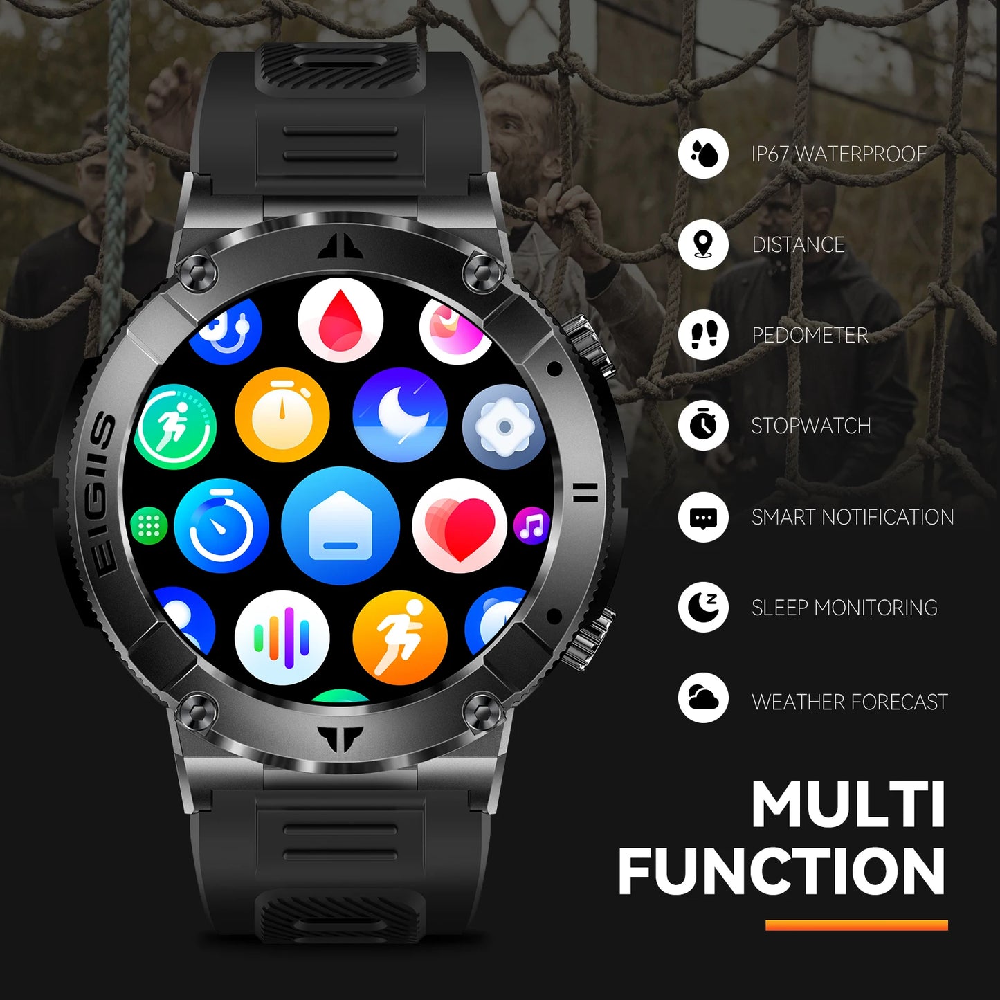 LaNikar Smartwatch Men Bluetooth Call Blood Pressure Fitness Health Monitor