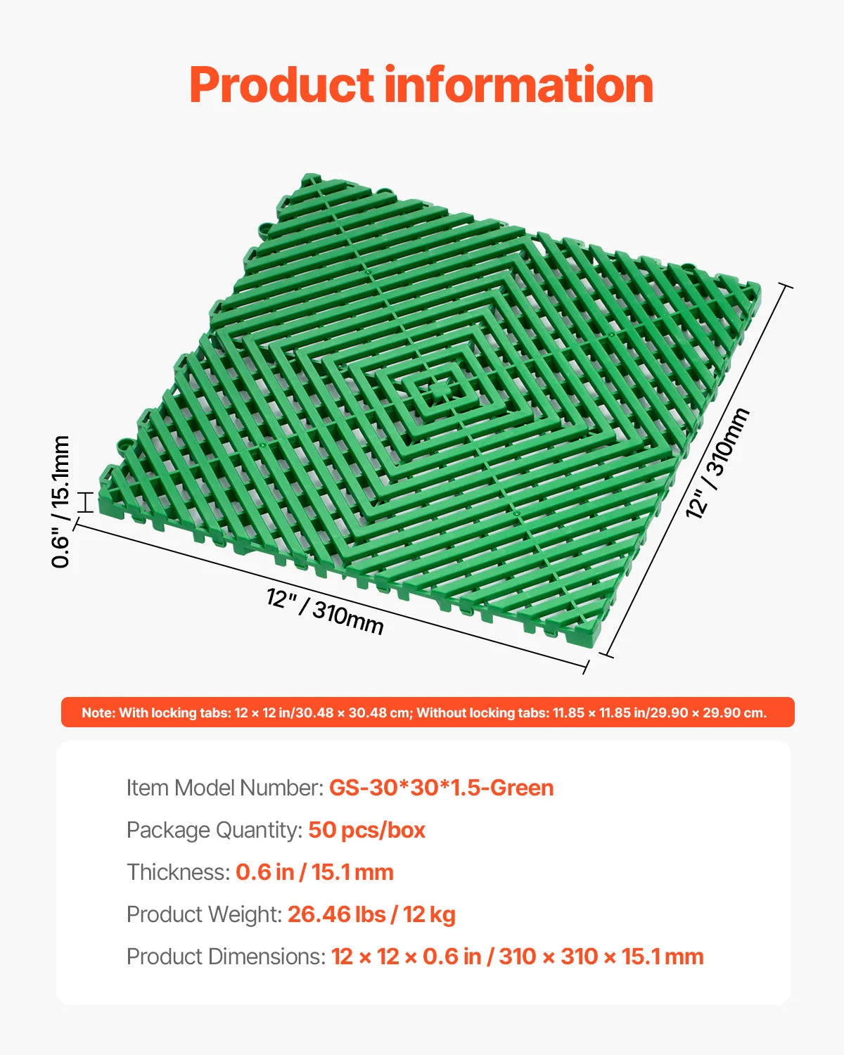 SucceBuy Interlocking Drainage Mat Non Slip PP Floor Mats