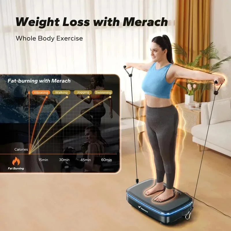 MERACH Vibration Plate Exercise Machine With Light Bluetooth