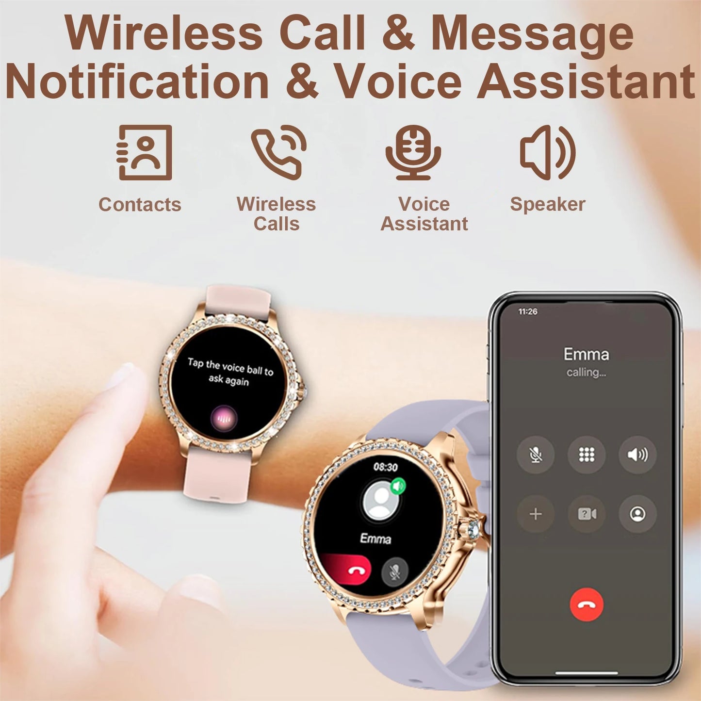 INNOFOVO Women's Smart Watch Touchscreen Fitness Tracker With Calls