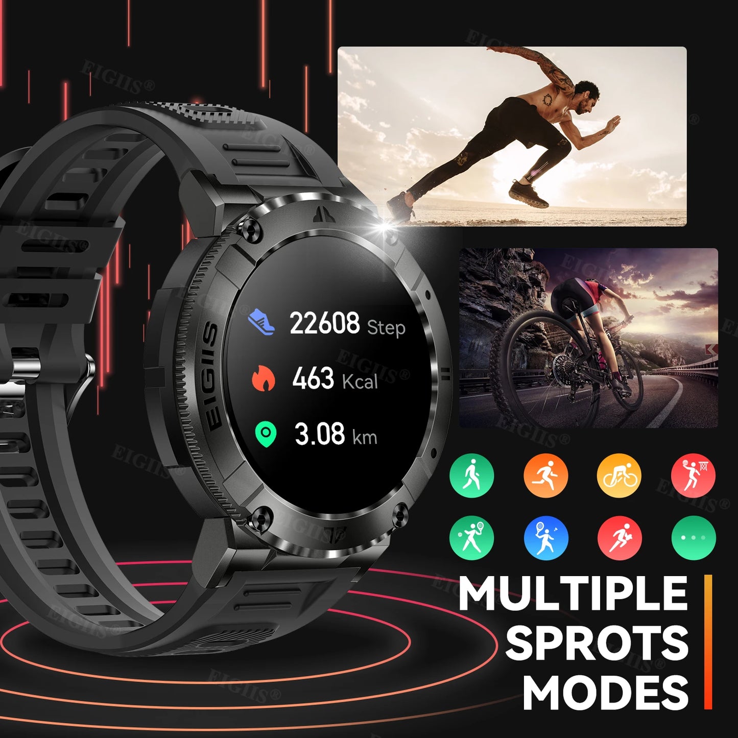 LaNikar Smartwatch Men Bluetooth Call Blood Pressure Fitness Health Monitor