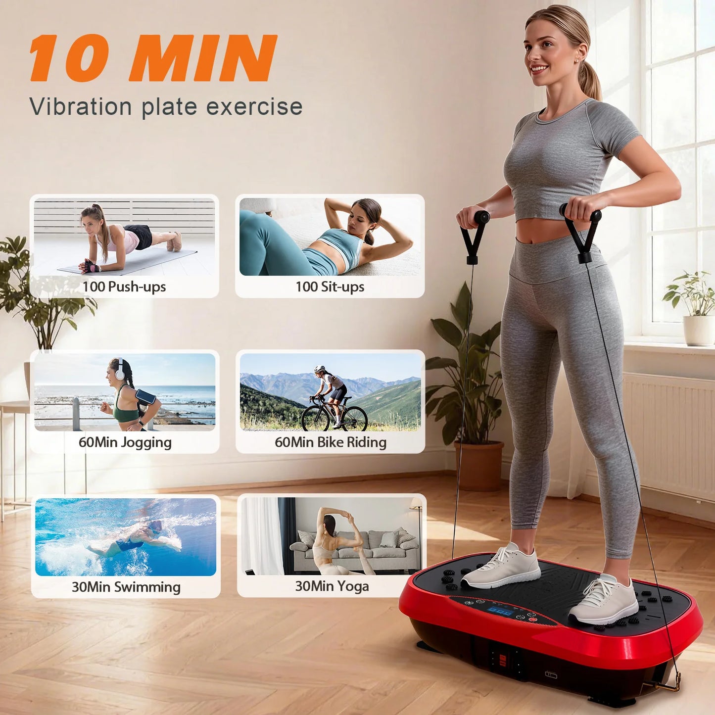 Portable Vibration Plate Exercise Machine With Bluetooth Bands