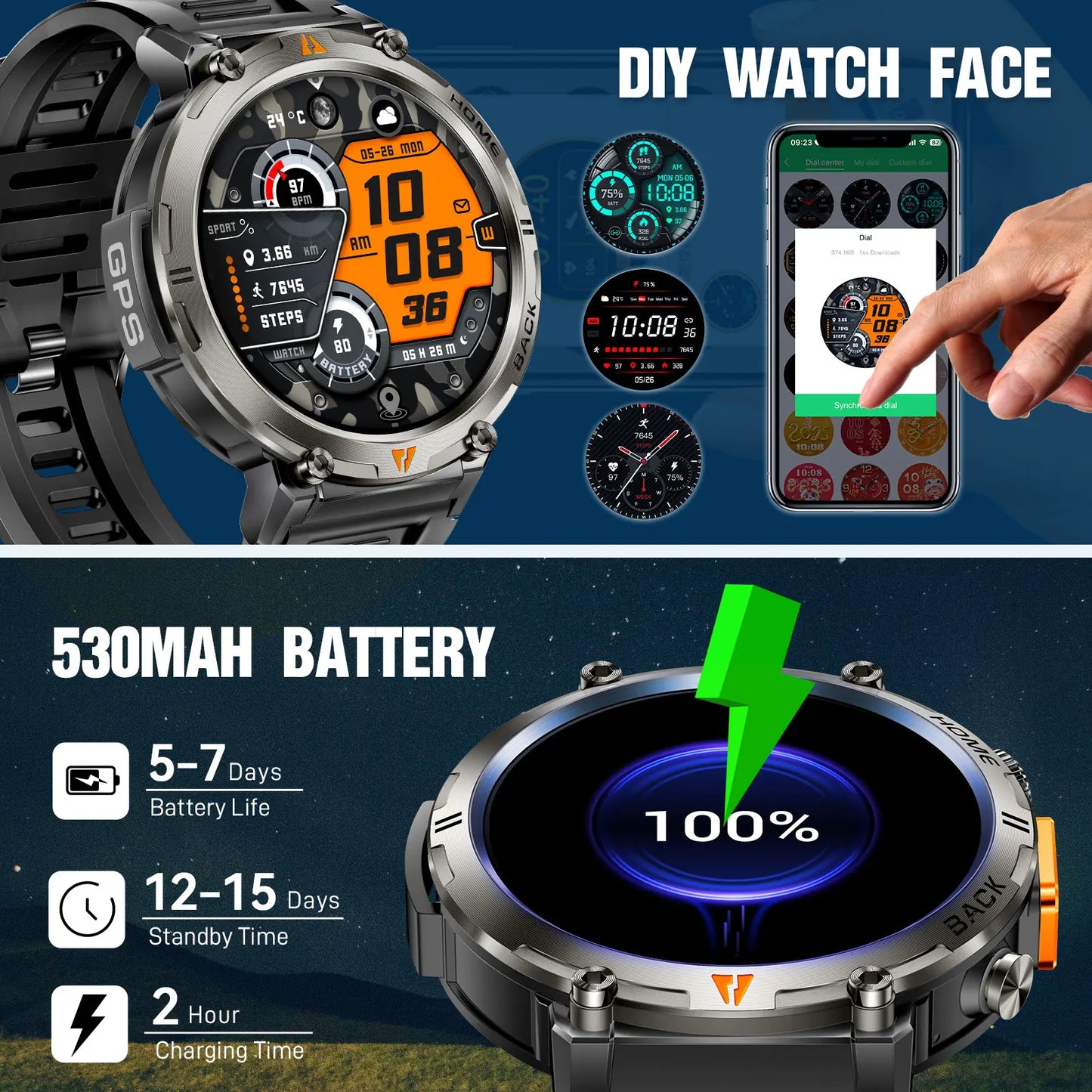 EIGIIS KE3 Smartwatch Men Bluetooth Call With Health Monitor