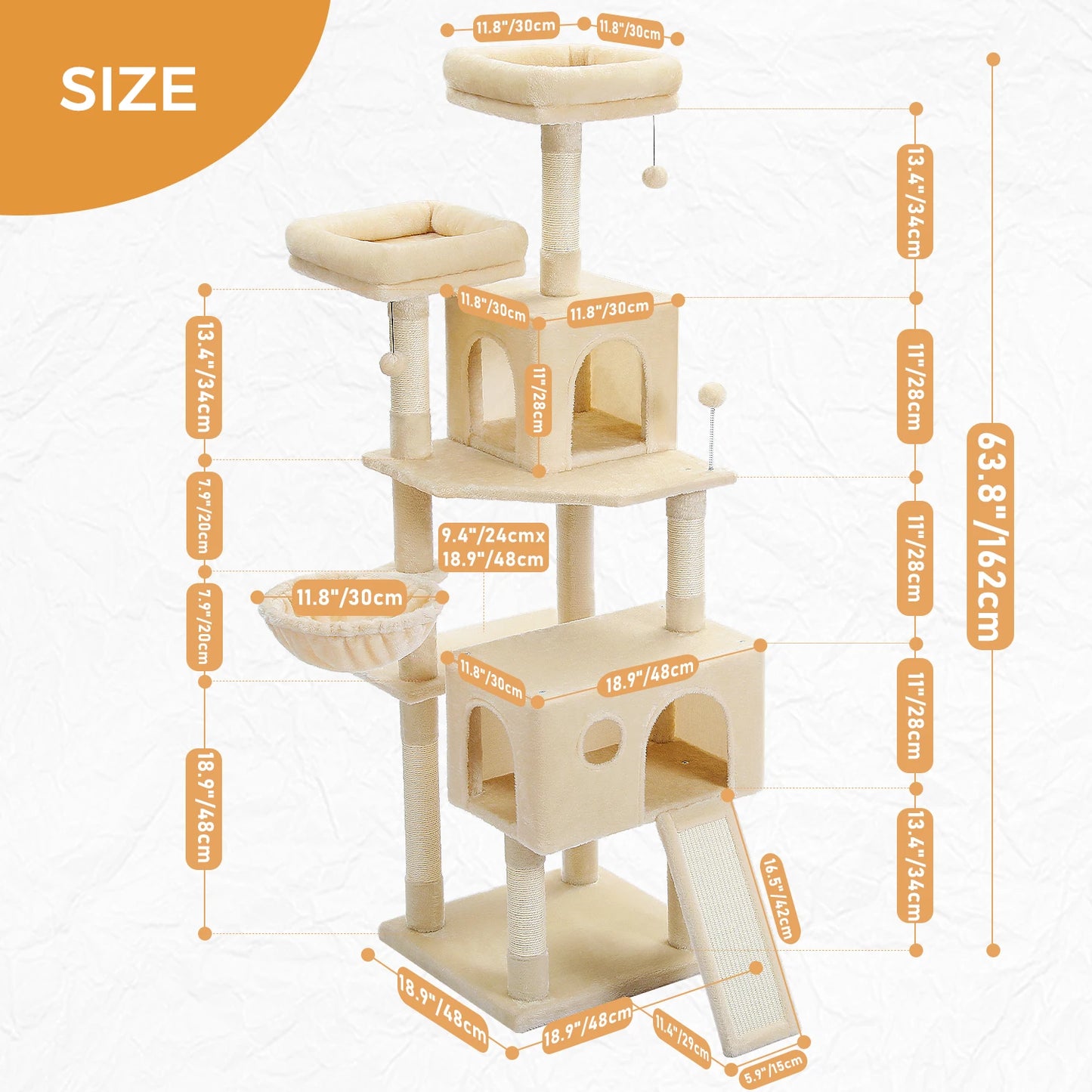 PAWZ Road Multi-Level Cat Tree Tower With Sisal Scratching Post