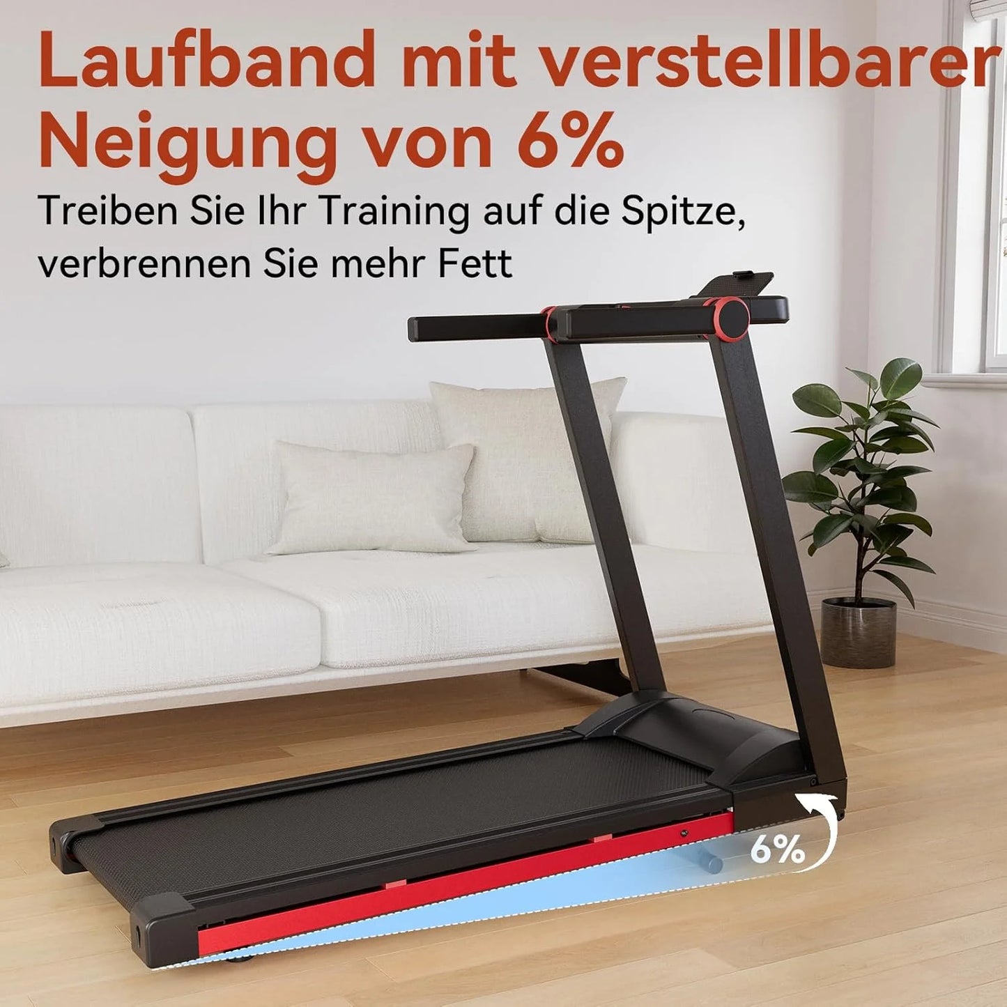 Superun 3.5HP Foldable Treadmill With 6 Percent Incline Bluetooth LCD
