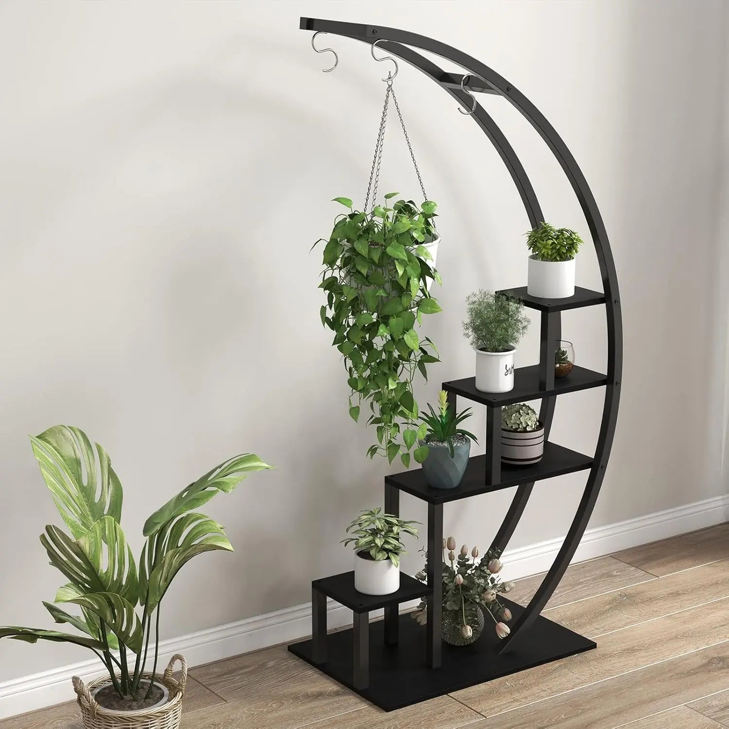 TWISTER.CK 5 Tier Indoor Plant Stand Metal Half Moon Shelf