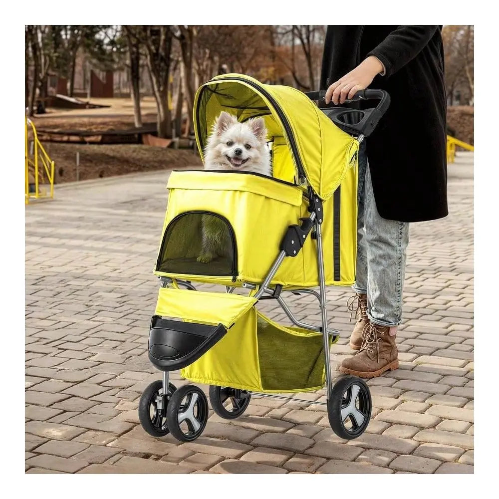 XMSJ Dog Stroller for Small Dogs With Weather Cover