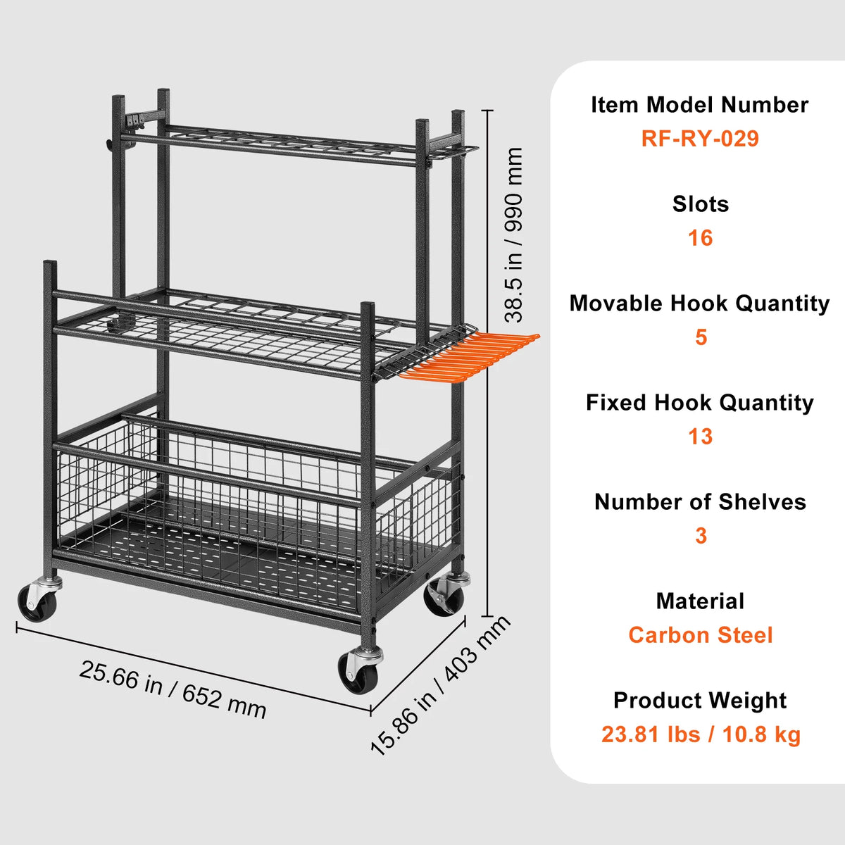 SucceBuy Garden Tool Organizer Tower With Hooks And Wheels