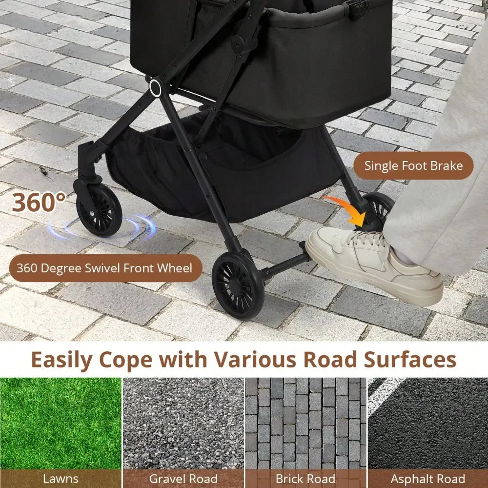 XMSJ Pet Stroller Foldable Travel Carrier For Cats And Dogs