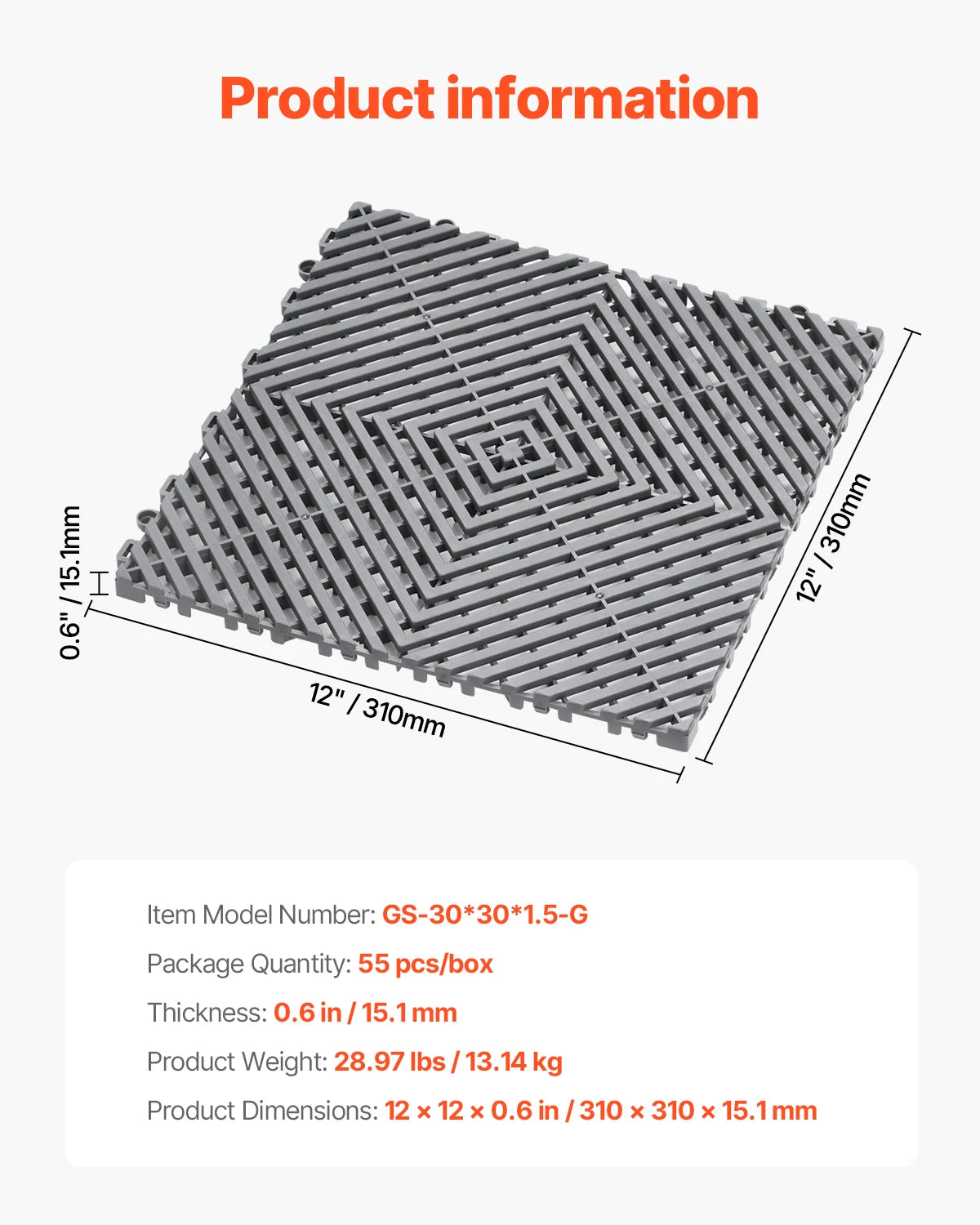 SucceBuy Interlocking Drainage Mat Non Slip PP Floor Mats