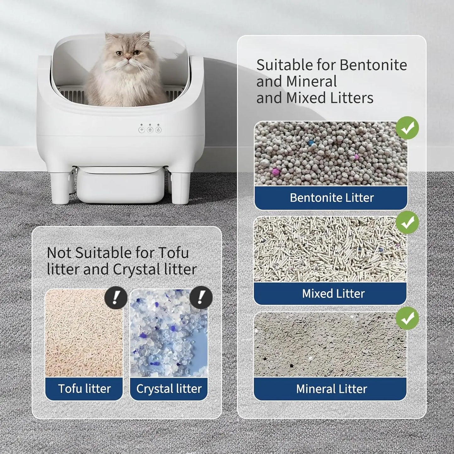 HiMISS App-Controlled Automatic Self-Cleaning Cat Litter Box Odor Control
