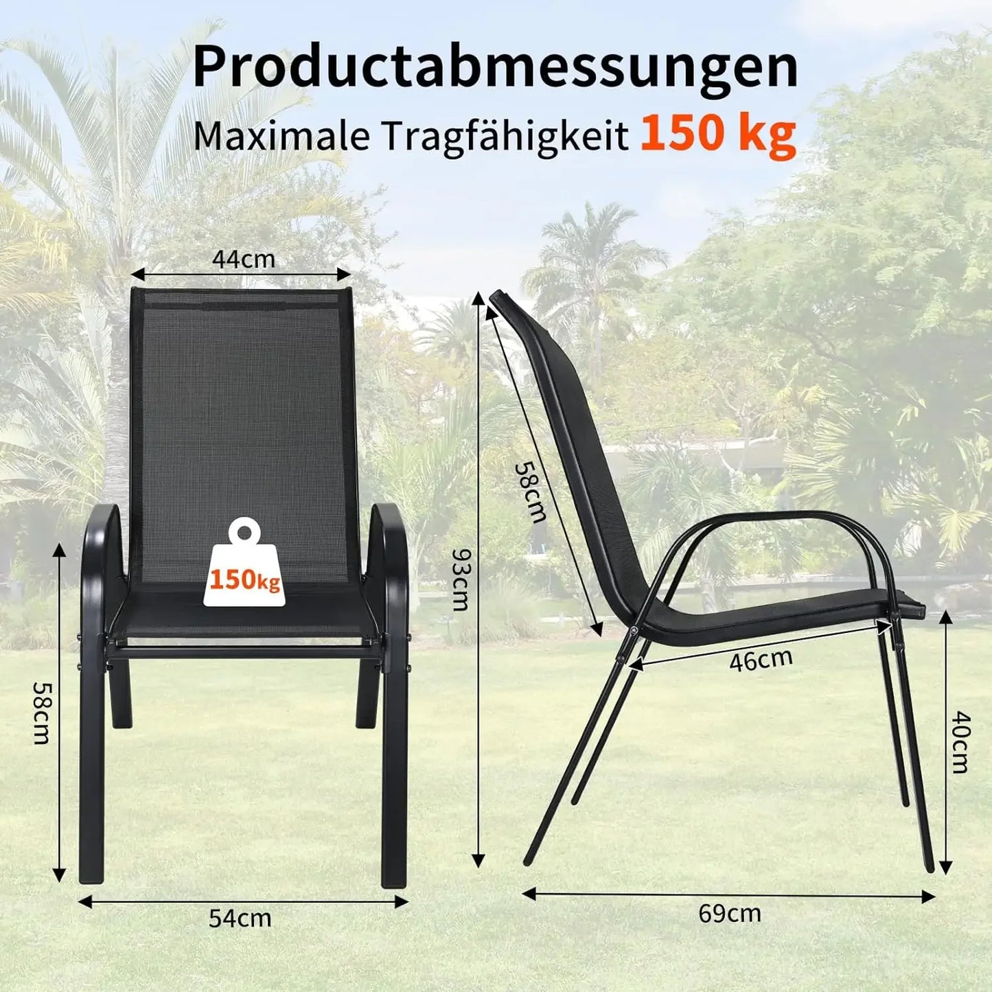 Garden Folding Chairs Set With Steel-Iron Frame And Teslin Fabric