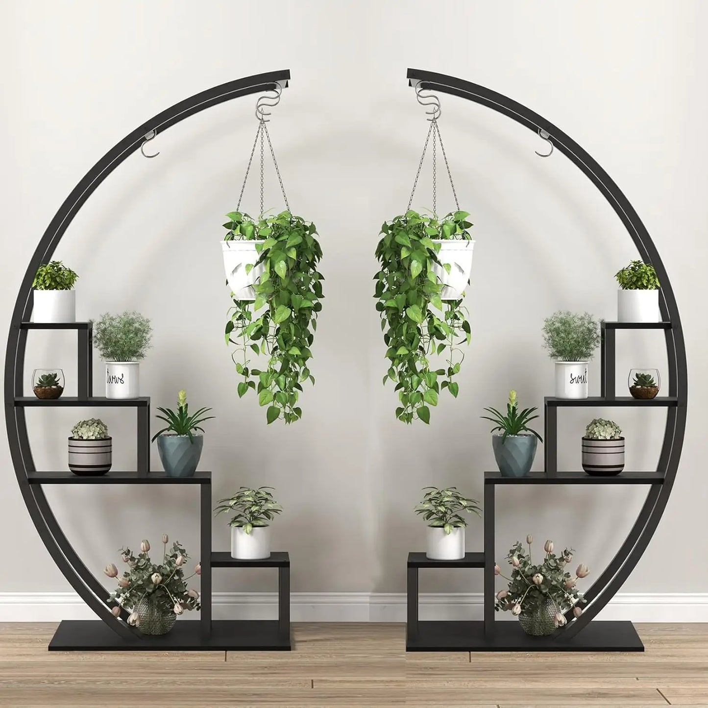 TWISTER.CK 5 Tier Indoor Plant Stand Metal Half Moon Shelf