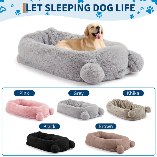 HiMISSCN Memory Foam Dog Bed With Removable Cover And Pockets