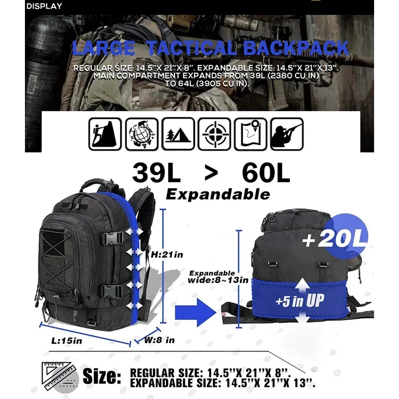 Q Tactical Backpack Unisex Water Resistant Hiking And Travel Laptop