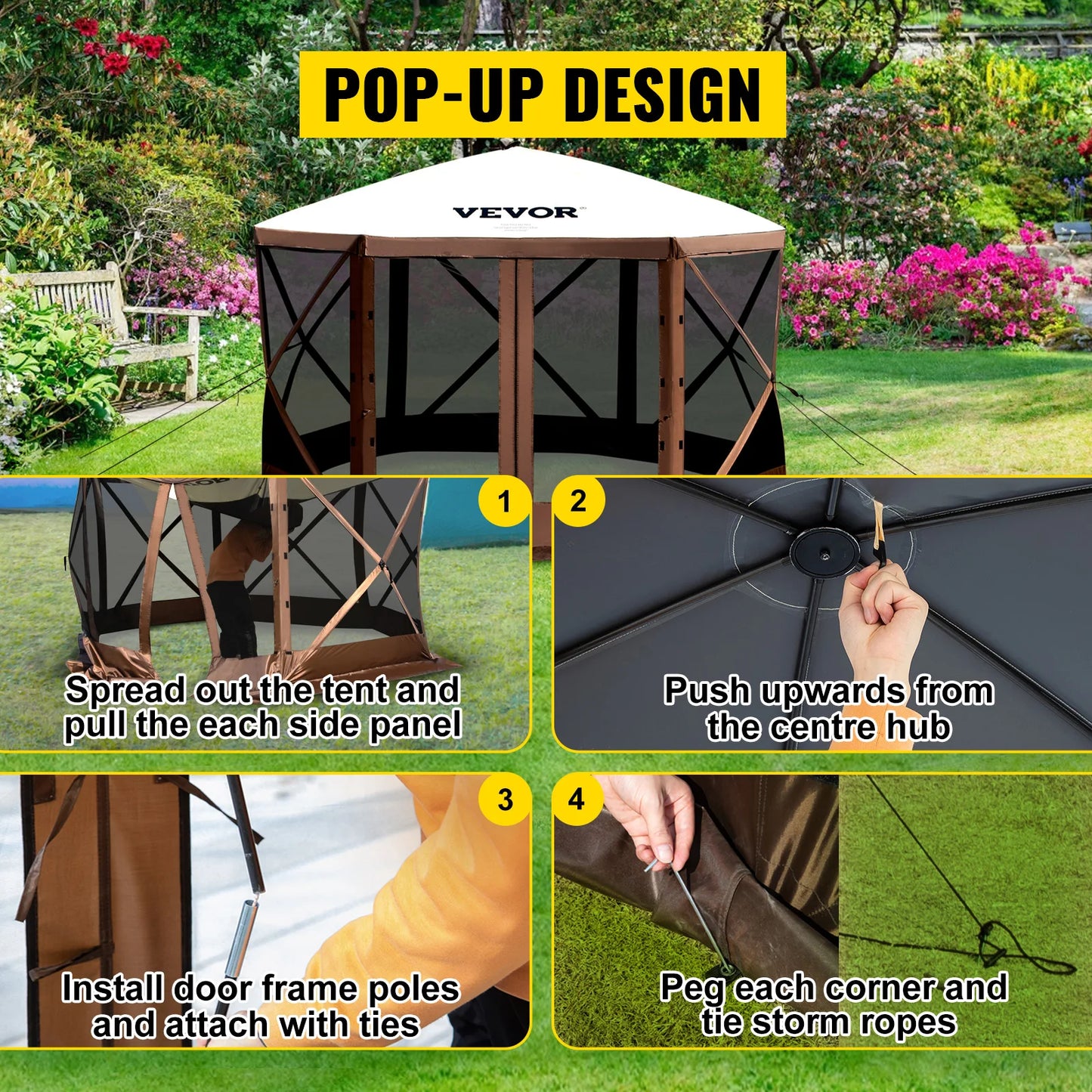 SucceBuy Pop Up Camping Gazebo Shelter Canopy Outdoor Hiking