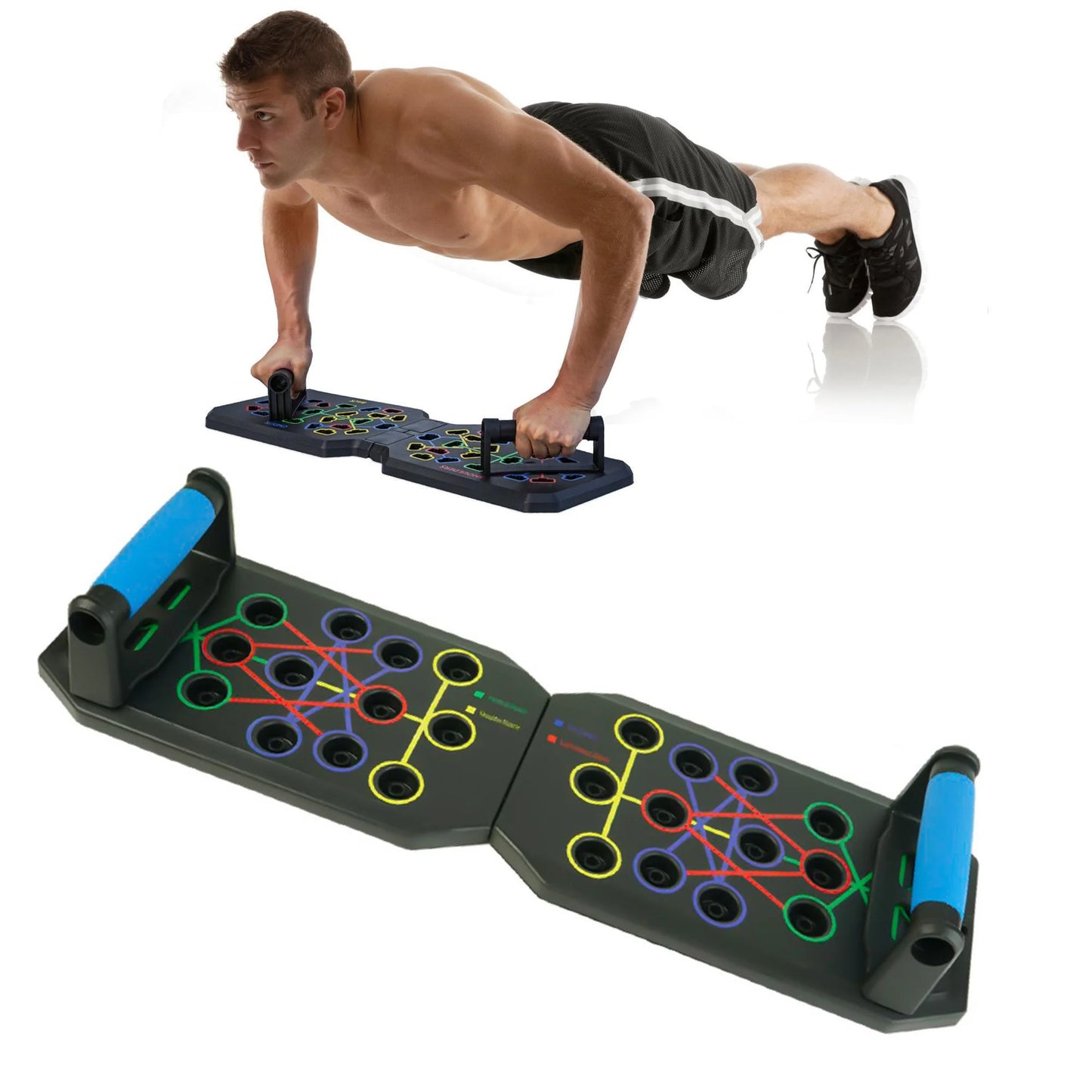 Portable Push Up Board Set With Handles Foldable Fitness Equipment