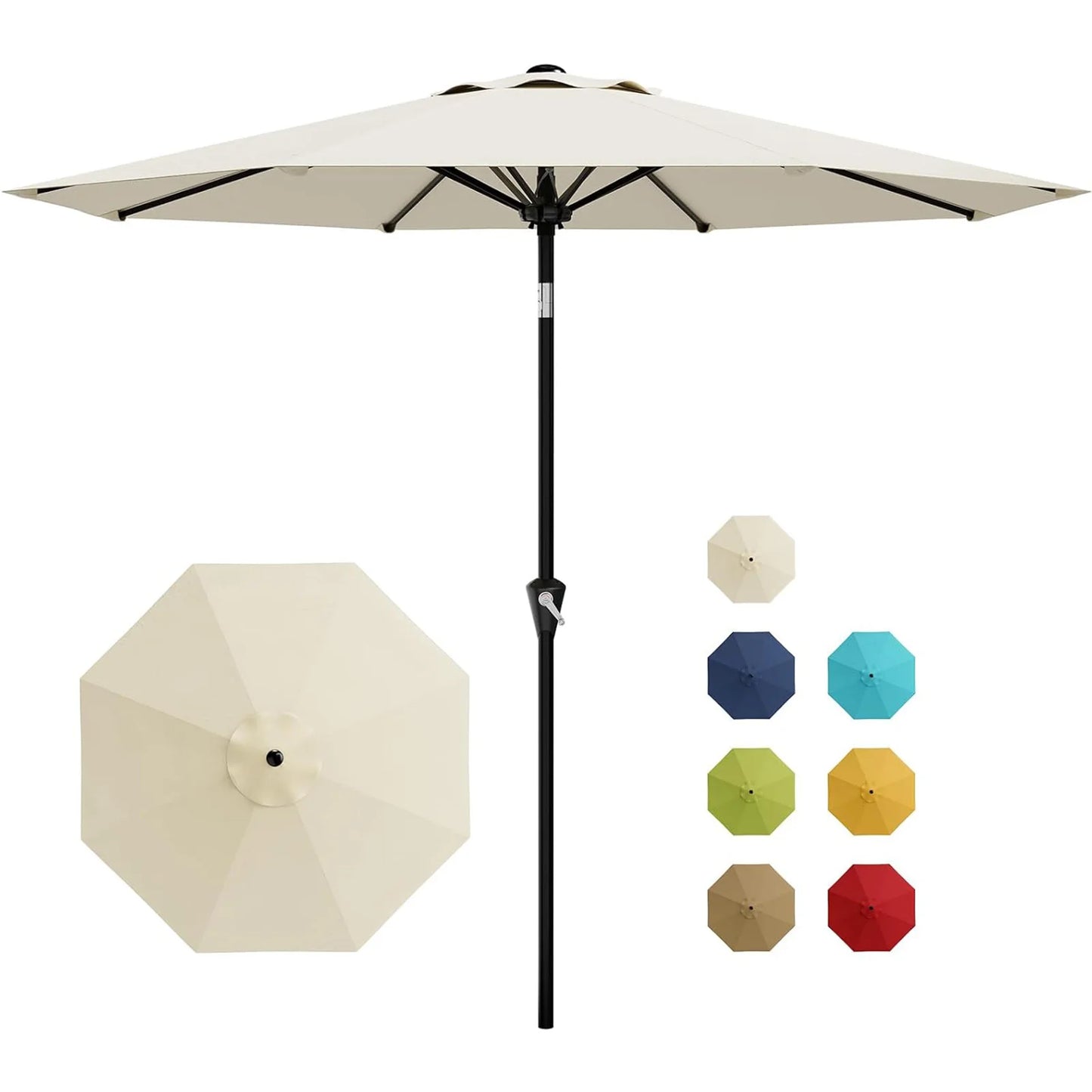 HiMISS Patio Umbrella With Crank Lift Tilt Sunshade Waterproof