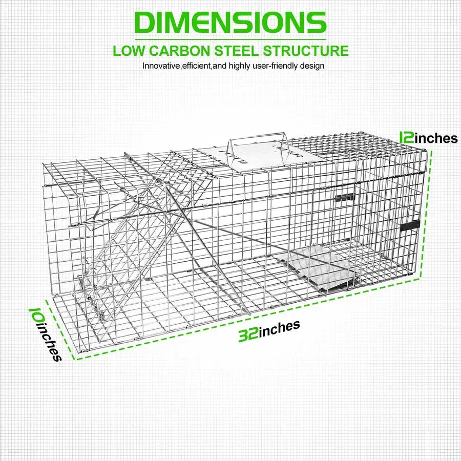Heavy Duty Folding Live Animal Cage Trap For Raccoons