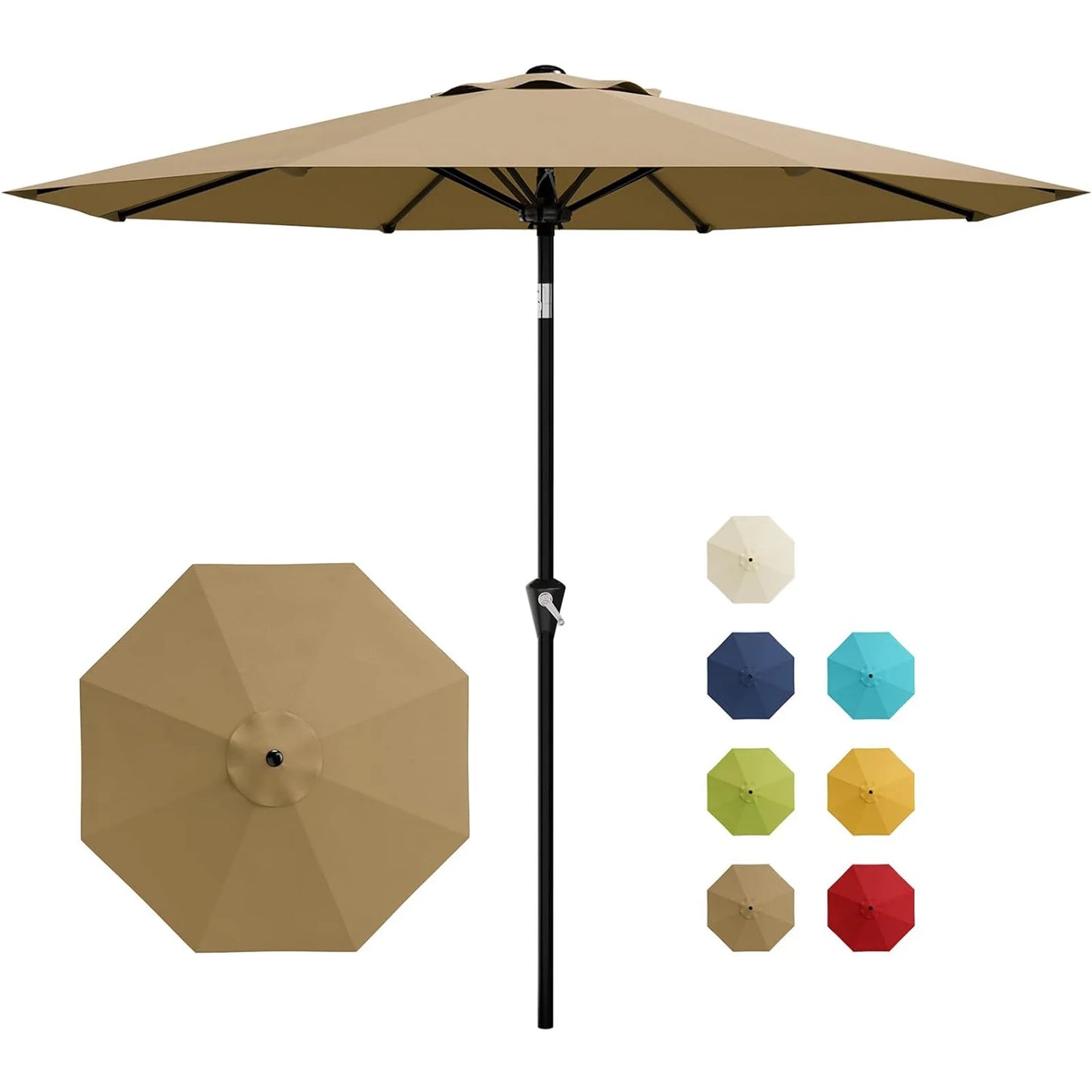 HiMISS Patio Umbrella With Crank Lift Tilt Sunshade Waterproof