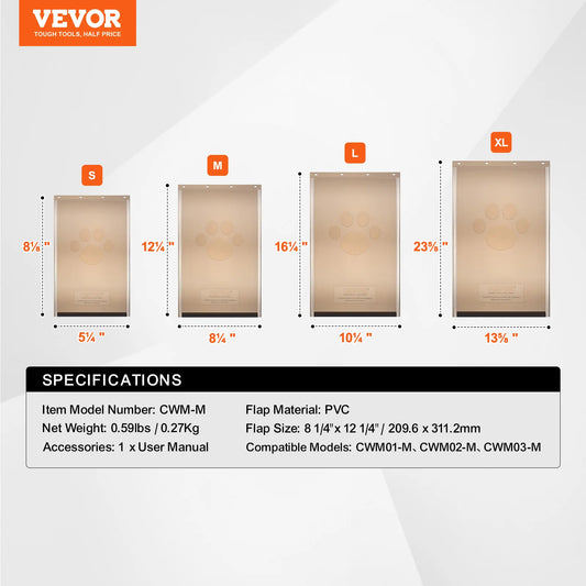 Pet Door Replacement Flap Weatherproof PVC With Magnetic Strip