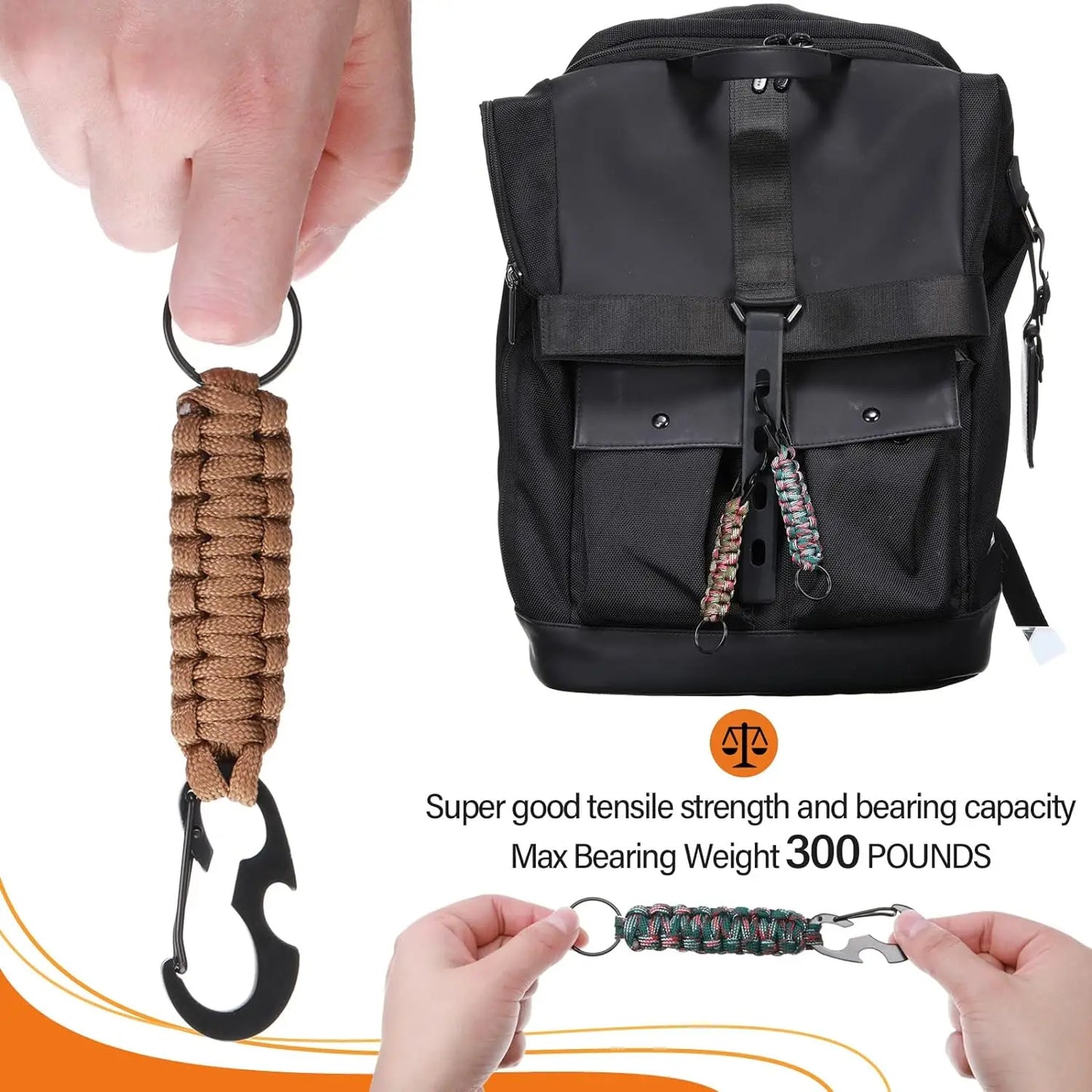 Paracord Keychain With Carabiner And Bottle Opener For Outdoors