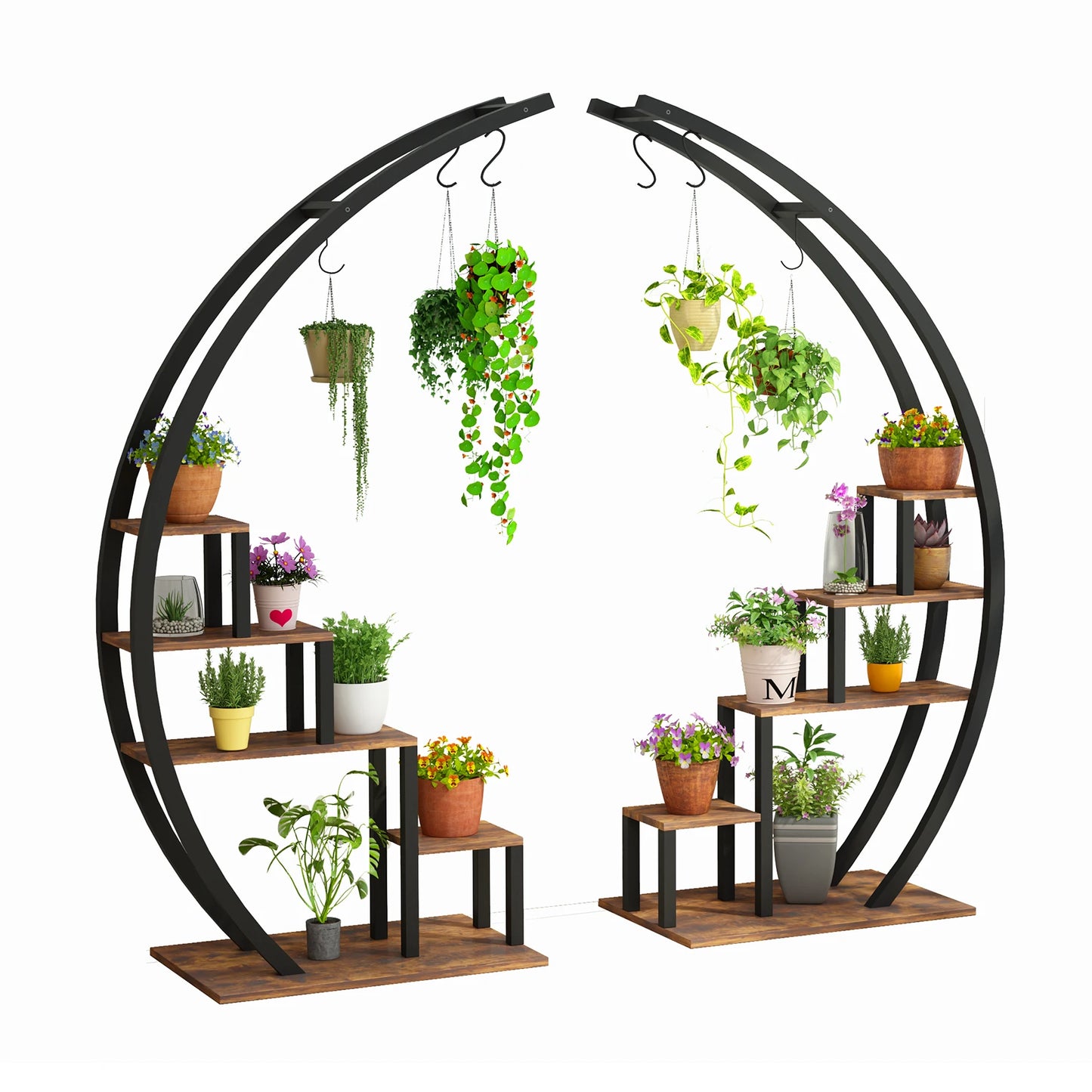 TWISTER.CK 5 Tier Indoor Plant Stand Metal Half Moon Shelf