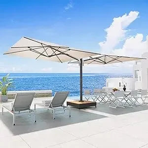 Large Patio Cantilever Aluminum Outdoor Umbrella With Base Stand