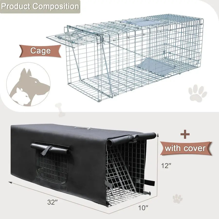 Live Animal Trap Cage With Cover For Cats And Mammals