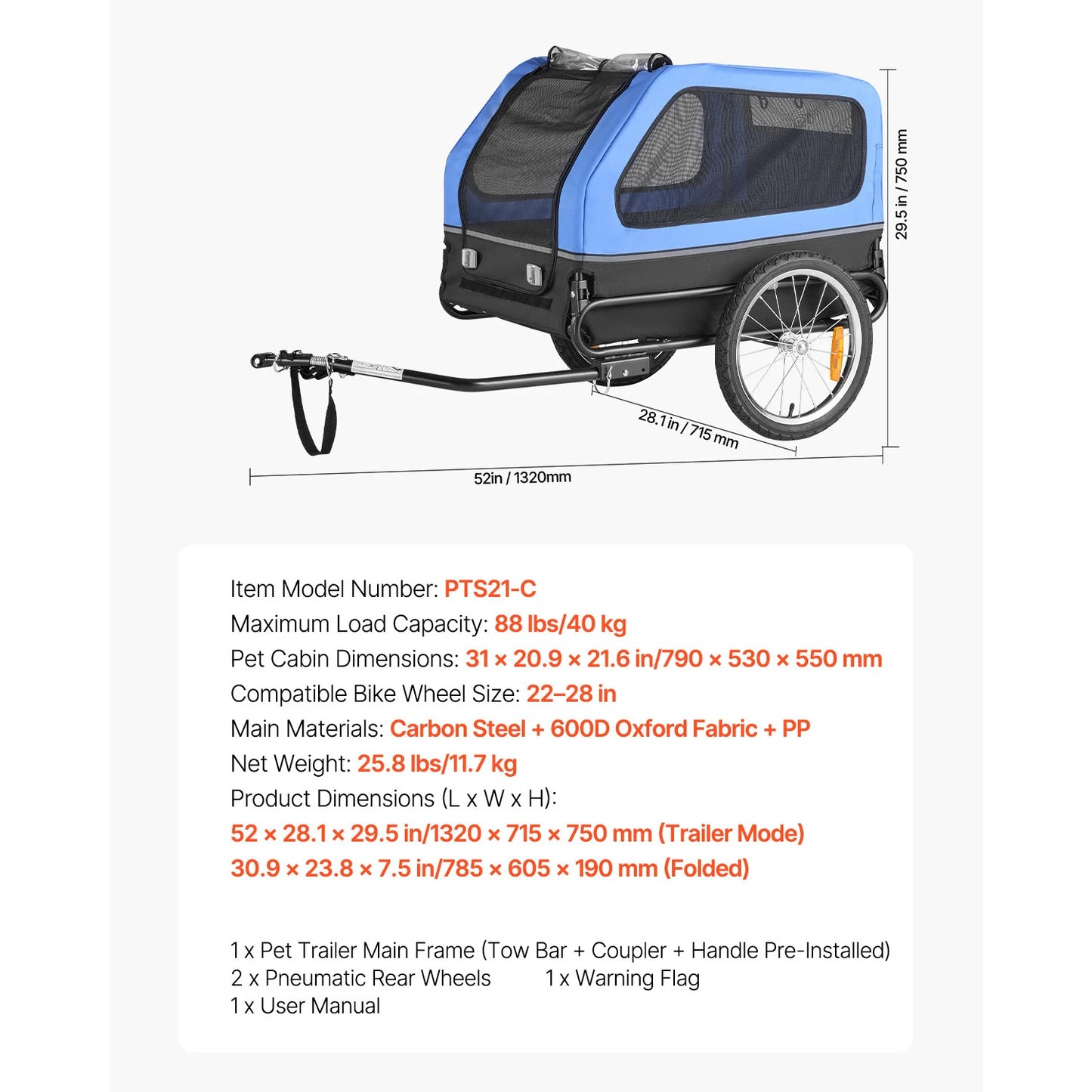 SucceBuy Folding Dog Trailer For Small And Medium Dogs