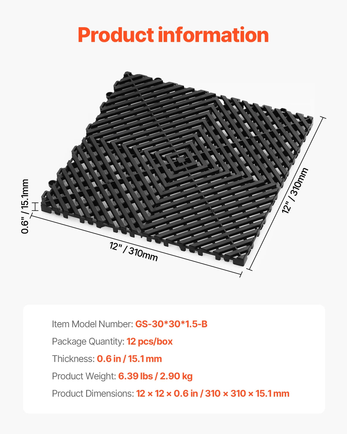 SucceBuy Interlocking Drainage Mat Non Slip PP Floor Mats